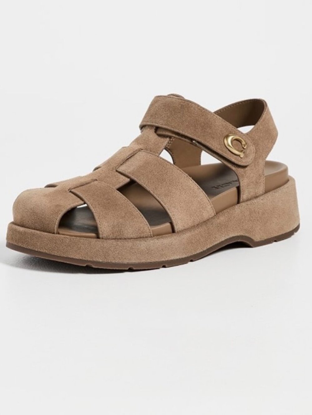 Coach Coconut Suede Fisherman Platform Sandals Size 6.5